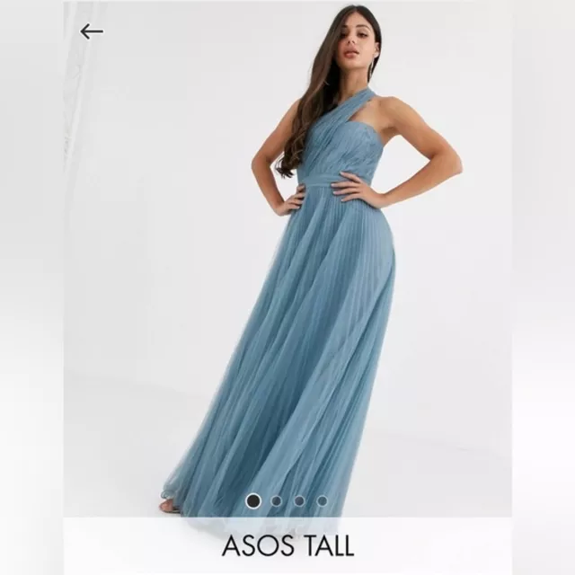 ASOS DESIGN Tall One Shoulder Tulle Wired Hem Maxi Dress