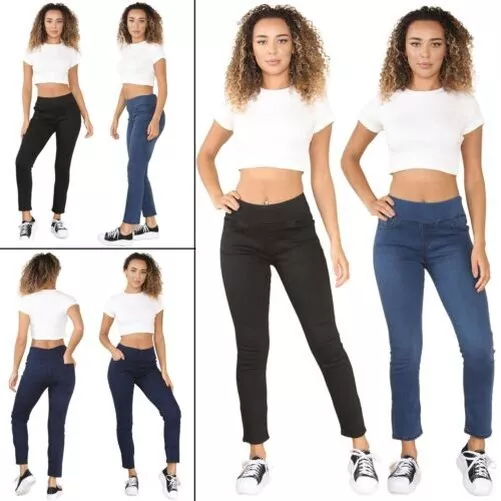 Femmes Enzo Plus Large Jeans Taille Élastique Slim Pantalon Extensible