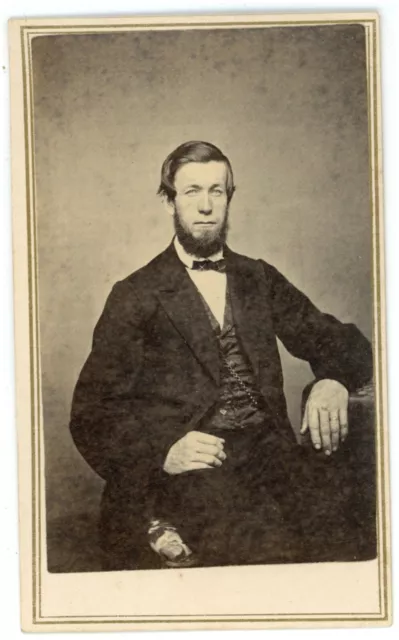 Antique CDV Circa 1860s Lincoln Handsome Man with Shenandoah Beard in Suit & Tie