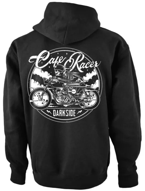 Cafe Racer Pullover Hoodie, Gothic Dead Biker, Skeleton, Motorcycle, Darkside