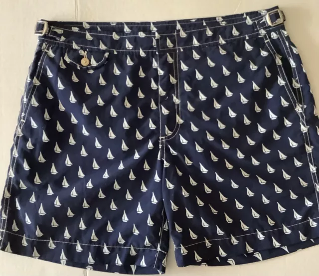 Polo Ralph Lauren Mens Size Medium Boat Pattern Swim Shorts Navy Blue Cruise