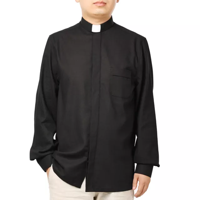 Men's Christian Clergy Tab Collar Shirt Catholic Minister Priest Clergy Shirt