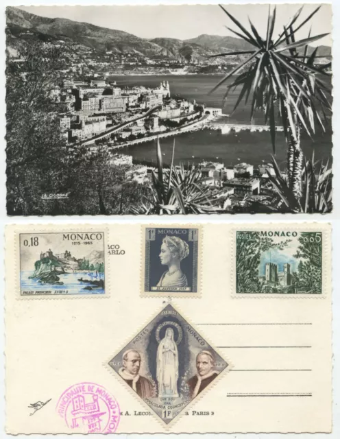 38956 - Monaco - Monte Carlo - Echtfoto - Ansichtskarte mit Briefmarken