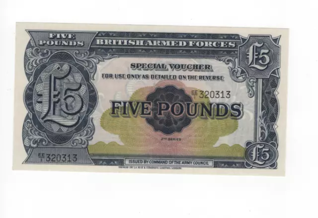 British Armed Forces Ee/1 Special Voucher £5 Series 2 Uncirculated Freepost Uk 2
