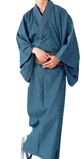 Japanese Men's Traditional Kimono Denim Hitoe Jacket Casual JAPAN Blue