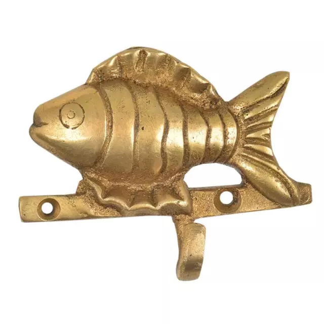 Handmade Golden Brass Fish Wall Coat Hook With gold polish