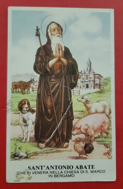 Santino San Antonio Abate Holy Card Venerato Chiesa di San Marco Bergamo