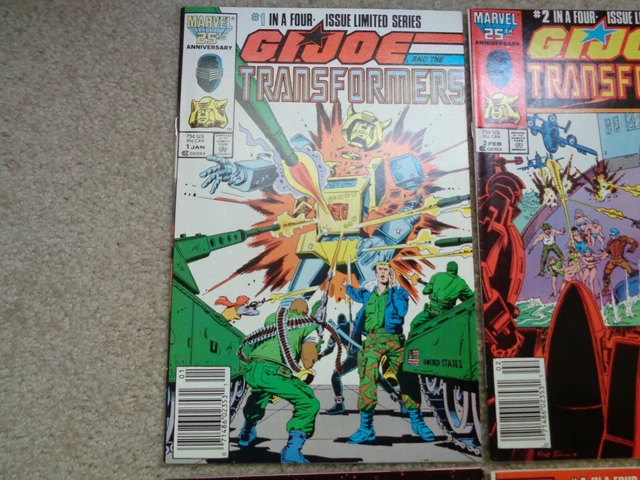 Gi Joe And The Tranformers #1-4 Comic Book Lot 1987 Newsstand 1 2 3, Direct 4