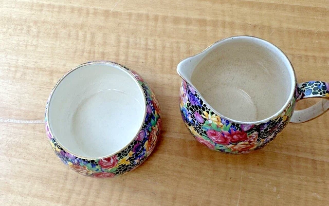 Hazel Chintz Royal Winton Grimwades England Cream Sugar Bowl - As Is 2