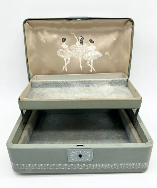 Vintage RARE Farrington Jewelry Box Genuine Texol 1950’s Blue Ballerina Scene
