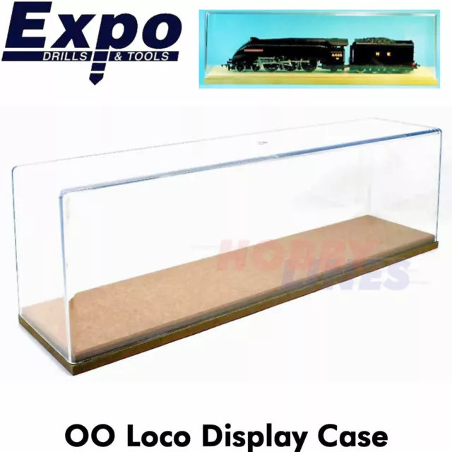 LOCOMOTIVE DISPLAY CASE OO Gauge Model MDF base 34x7.6x9.5cm Expo Tools 50000