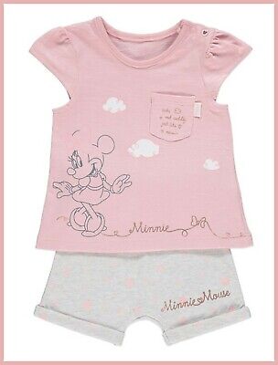 Disney Baby Girls Minnie Mouse Shorts & Top Outfit Pink 2 Pce Character Set NEW