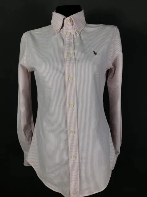 Polo Ralph Lauren Womens Shirt Button Up Long Sleeve Striped Pink Size XS