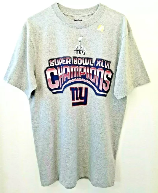 NFL New York Giants Super Bowl XLVI Champions Reebok Men's Gray T-Shirt NWOT