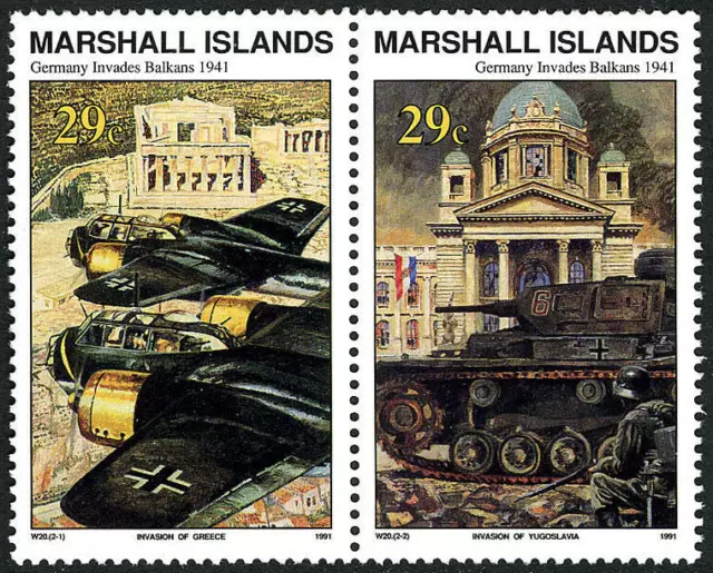 Marshall #Mi347-Mi348 MNH 1991 Yugoslavia Greece Invasion WWII [277a]