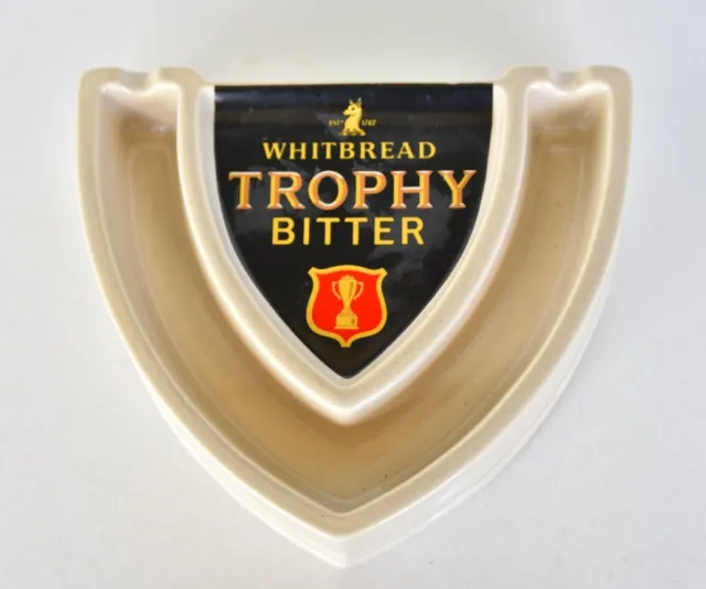 Vintage Whitbread Beer ~ Trophy Bitter ~ Ceramic Ashtray