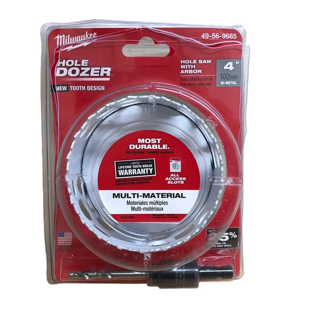 Milwaukee  4" Hole Dozer Bi-Metal Hole Saw w/ Arbor and Pilot  Bit 49-56-9685