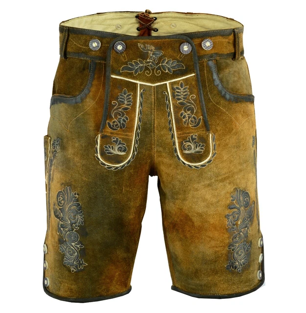 Authentic Men Bavarian Lederhosen Men Trachten Oktoberfest Genuine Leather Short