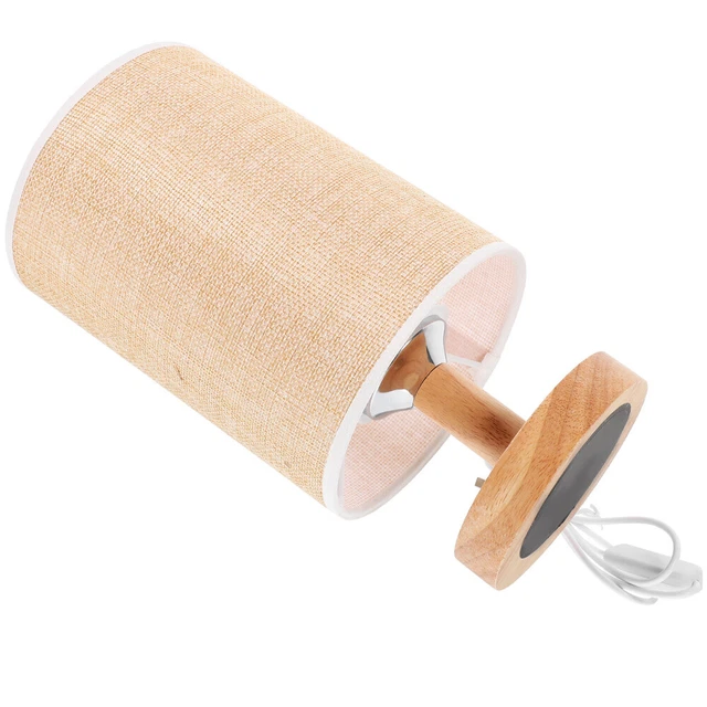 Tabletop Wood Base Lamp Cloth Usb Desktop Lamp Bedroom Bedside 