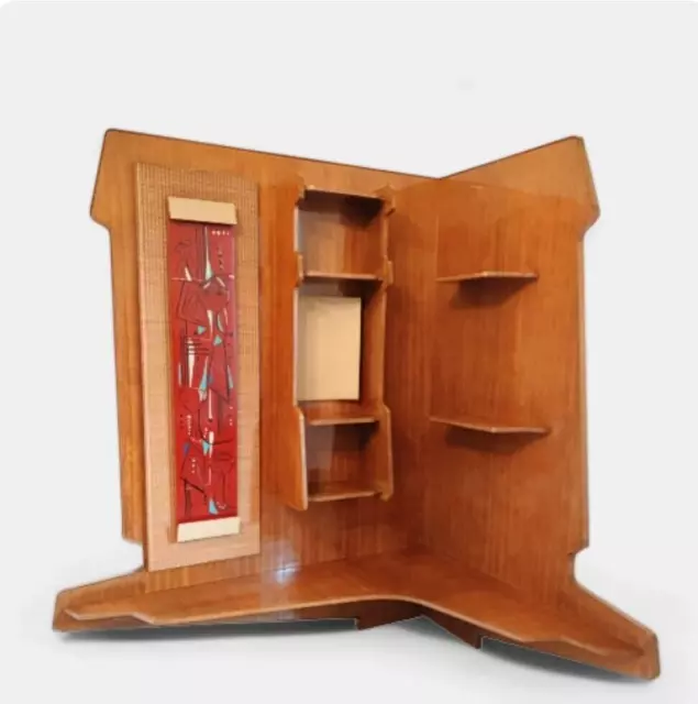 Libreria da parete angolare legno di frassino design Attr. a Gio Ponti anni 50"