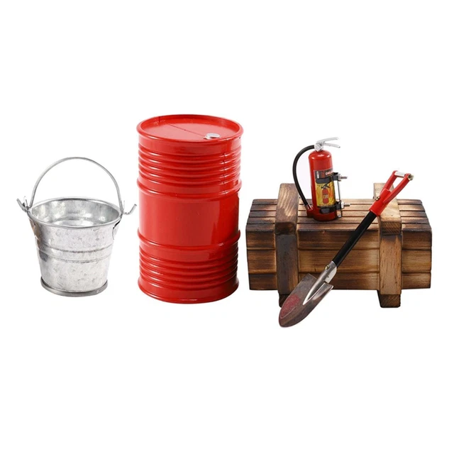 WOODEN BOX OIL Drum Fire Extinguisher Kit for 110 RC Crawler Car D90