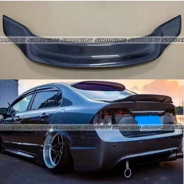 Carbon Fiber Rear Trunk Wing Spoiler For 06-11 Civic 4DR Sedan Duckbill Highkick 2