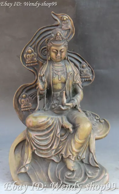 Statue de bodhisattva de déesse Bouddha Kwan-yin Guan Yin de 16 po en bronze