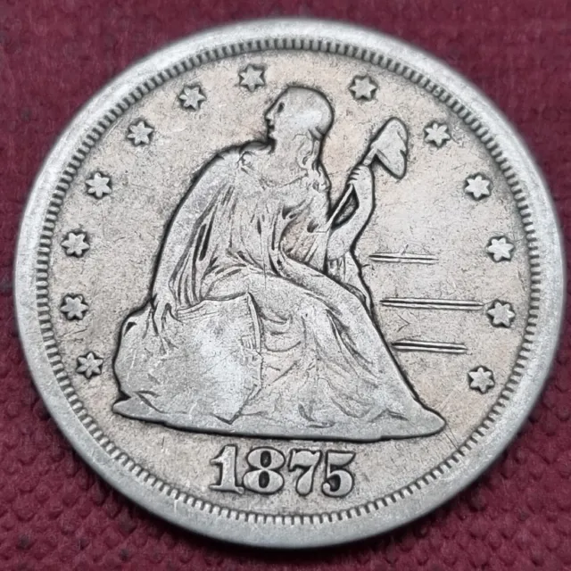 1875 S Twenty Cent Piece 20c Circulated F + Details #59230