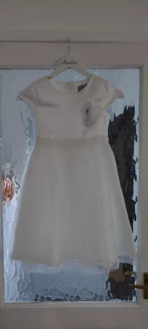 John Lewis - Girls White Flower Girl Wedding Dress with - Age 8 (unused)