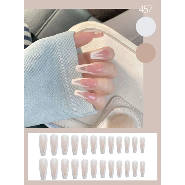 ongles Portable Pointe des ongles Faux ongles français dans un cercueil long 4
