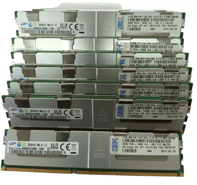 IBM  8 x 32GB 4Rx4 PC3L-10600L 47J0176 FRU 90Y3107 DDR3 ECC Server RAM SAMSUNG