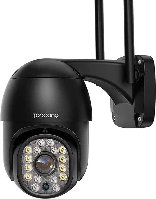Telecamera di sicurezza Topcony 360° esterno 16 LED 1080P visione notturna a colori, tracciamento automatico