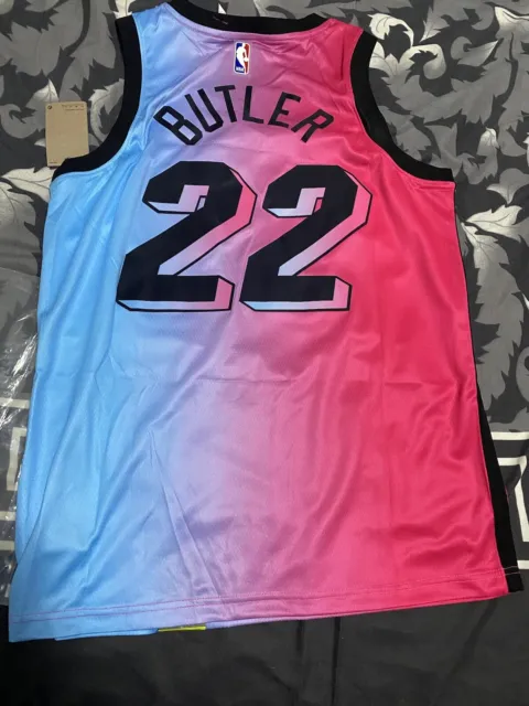 Miami Heat 22 Jimmy Butler Basketball Jersey Swingman  Pink Blue