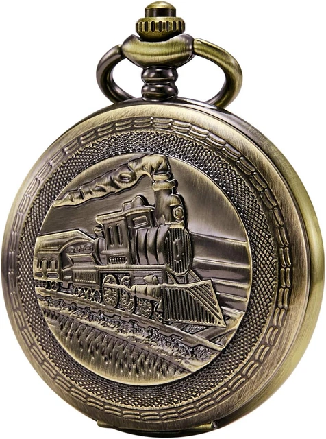 Orologio Da Tasca Automatico Meccanico Steampunk - Numeri Romani, Faccia Aperta, Unisex - Foto 3