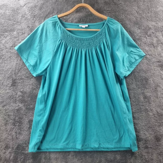 MILLERS Womens Top Size 20 Blue Stretch Knit Short Sleeve Round Neck Casual