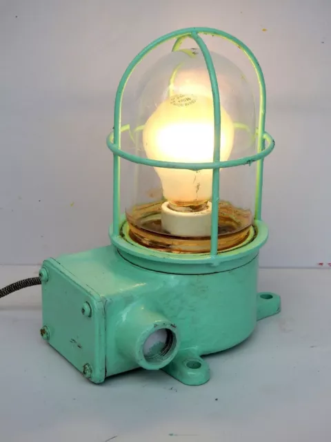 Teal Maritime Salvaged Passageway Bulkhead Light Wall Mount Lamp...