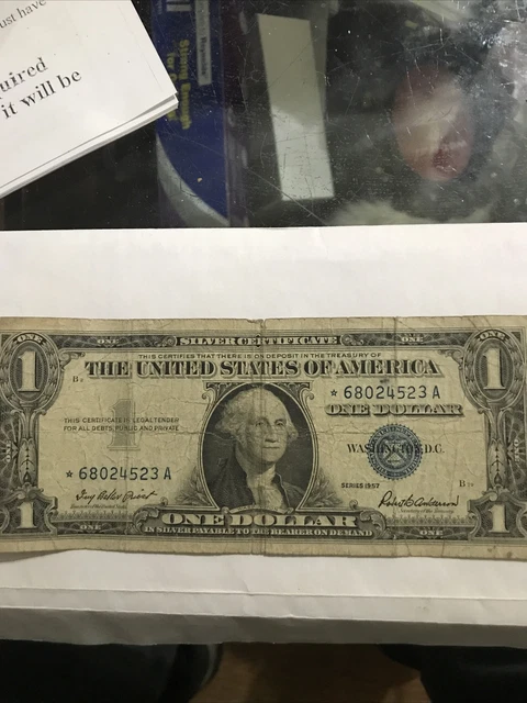 1957 Series A One Dollar Bill Silver Certificate Star Note Blue Seal. Rare