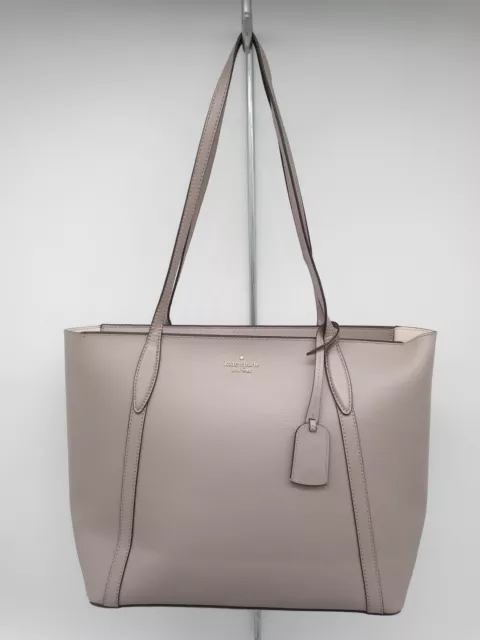 Kate Spade Cara Taupe Crossgrain Leather Large Tote Handbag Purse