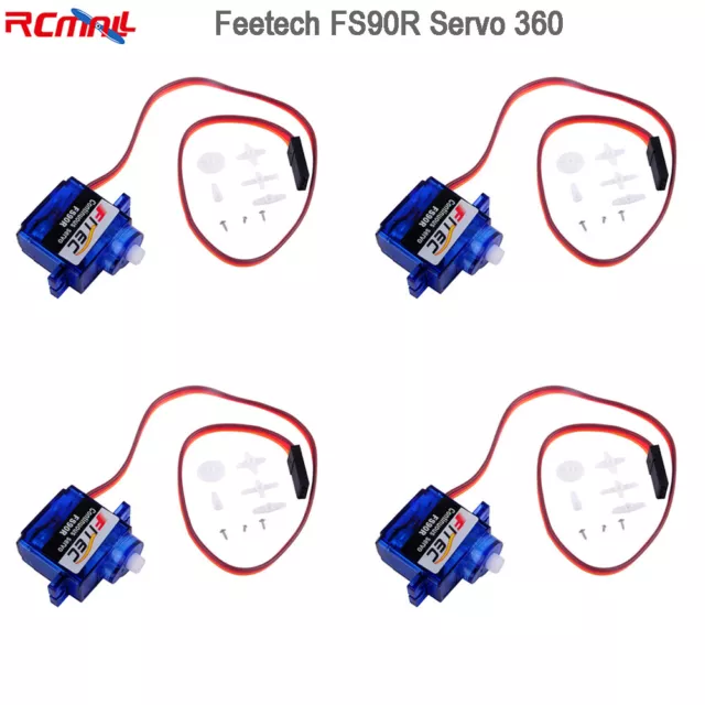 4pcs Feetech FS90R Micro RC Servo 360 Motor Continuous Rotation 6V for Arduino