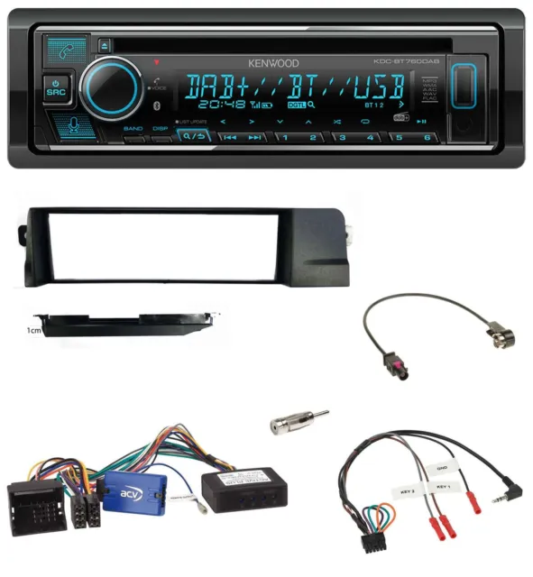 Kenwood Lenkrad Bluetooth DAB USB CD Autoradio für BMW 3er 01-07 E46 schwarz HQ