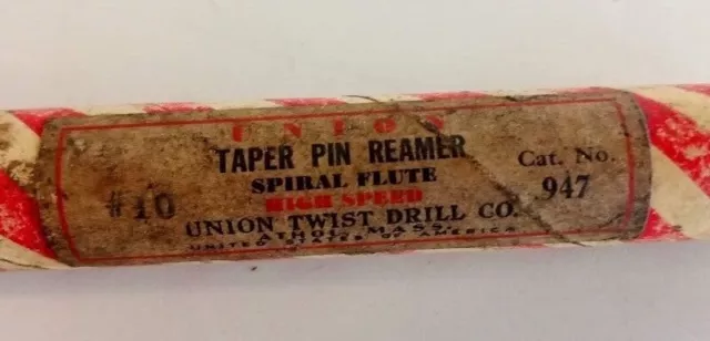 UNION TWIST DRILL CO. #10 Taper Pin Reamer Cat No. 947