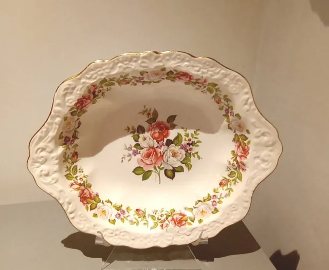 James Kent Old Foley Staffordshire Harmony Rose Serving Dish 1950s Chintz