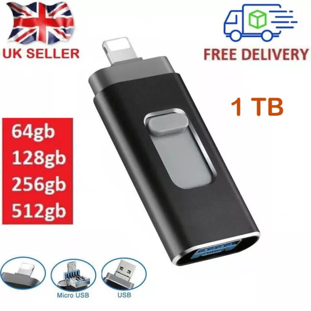 1TB / 2TB (1000GB) USB 3.0 Memory Stick Flash Pen Thumb Drive For iPhone iPad PC