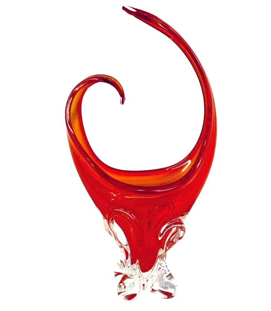 MID CENTURY LORRAINE Glass Co. Canadian Stretched Orange Art Glass