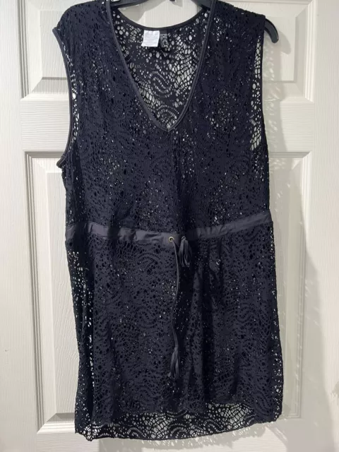 Becca Rebecca Virtue Black Lace Swim Cover-Up Womens Size M/L