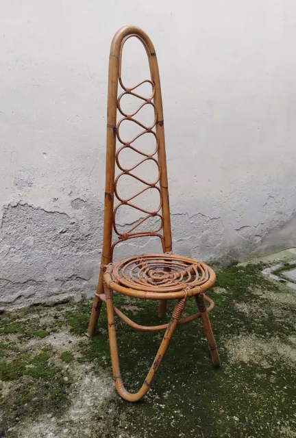 Sedia vimini e bambù In Vintage Vittorio Bonacina anni 60