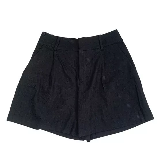 Alice + Olivia Black Linen High Waisted Shorts Size 0 2