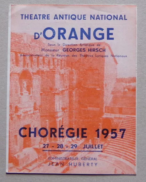 § programme Théâtre Antique National d'Orange - chorégie 1957