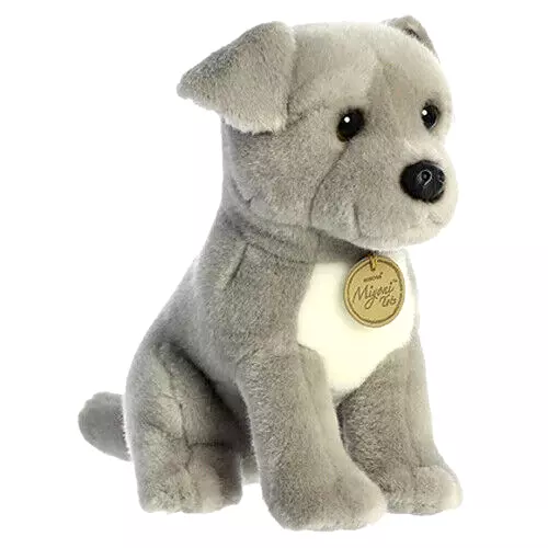 ✿ New AURORA MIYONI Stuffed Plush Toy PIT BULL TERRIER Puppy Dog Plushie Grey