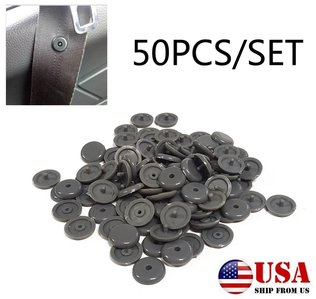 Gray Snap-On Seat Belt Button Buckle Clip Stop Universal Seatbelt Stopper Kit*50